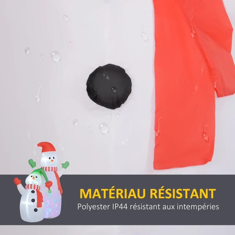 Outsunny Bonhomme de neige gonflable de Noël, 240 cm, décoration gonflables de Noël avec lumières LED, blanc