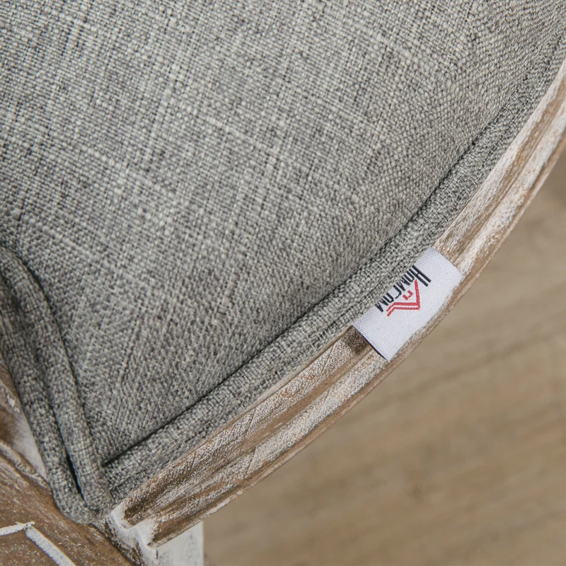 HOMCOM Lot de 2 chaises de Salle à Manger médaillon Style Louis XVI - Bois Massif sculpté, patiné - Aspect Lin gris