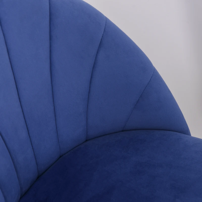 HOMCOM Set di 2 Sedie Sala da Pranzo, Sedie Cucina Moderne con Schienale a Conchiglia e Gambe in Metallo, Sedia in Velluto con Imbottita per Cucina, Camera da Letto, Ufficio e Soggiorno, Blu