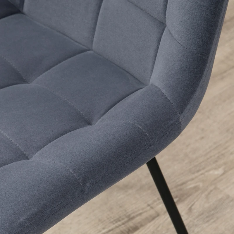 HOMCOM 2er-Set Esszimmerstühle im Retro-Design, Samtoptik, 50 cm x 61 cm x 79 cm, Dunkelgrau