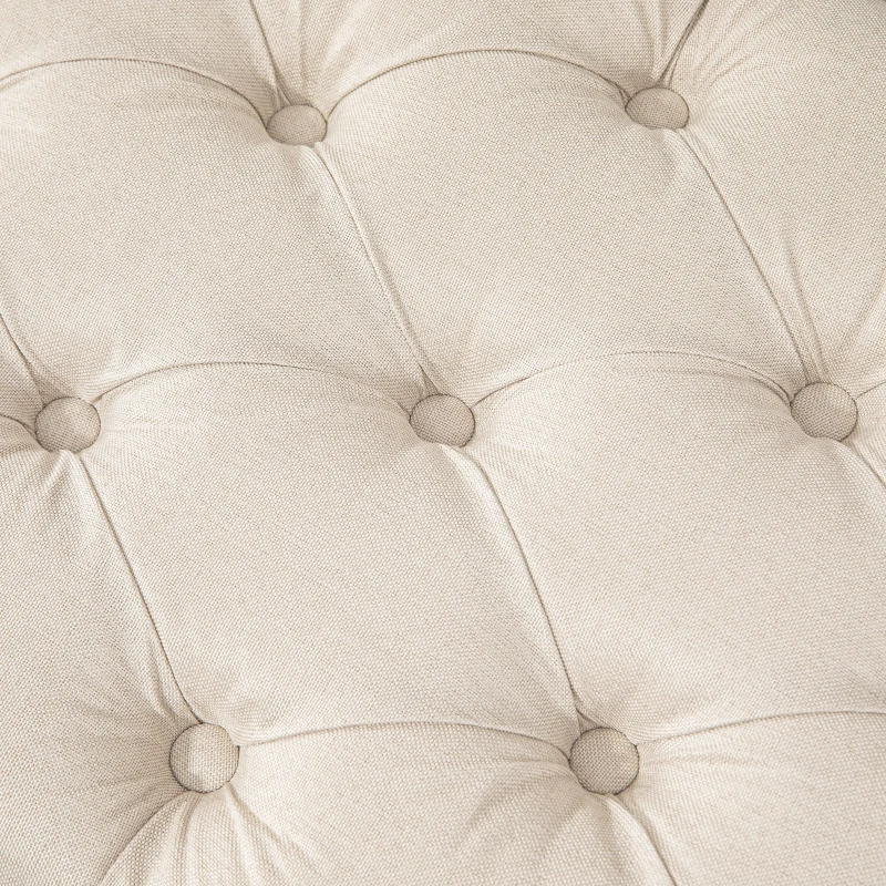 HOMCOM Banc rembourré avec bouton capitonné, Banc-lit, Design vintage, 120x41x48cm, Crème