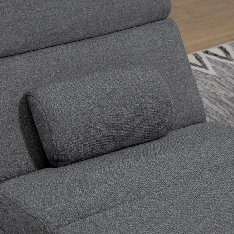 HOMCOM Fauteuil relax salon fauteuil de massage et chauffage meridienne avec télécommande et oreiller, tissu effet lin, gris