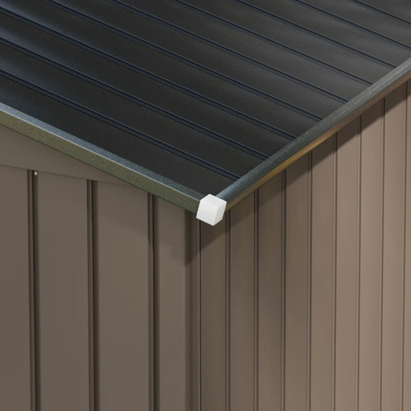 Outsunny Metallgerätehaus 2,5 m² Gartenhäuschen Gartenschrank Maße 213L x 130B x 185H cm Schiebetür Stahl braun