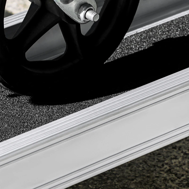 HOMCOM 2er Set rutschfeste Rollstuhlrampe aus Aluminium - verstellbare Länge 3 Stufen 75/100/122CM maximale Belastung 272KG