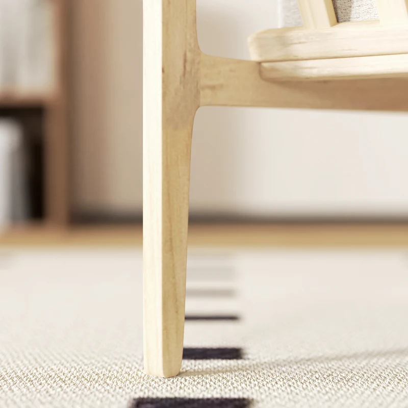 HOMCOM Fauteuil design minimaliste structure bois, 2 coussins amovibles recouvert de tissu effet lin, accoudoirs, beige