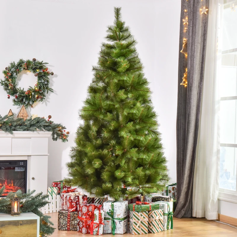 HOMCOM Künstlicher Weihnachtsbaum 210 cm künstlich Tannenbaum mit 505 Spitzen Christbaum Weihnachtsdeko inkl. Metallständer für drinnen