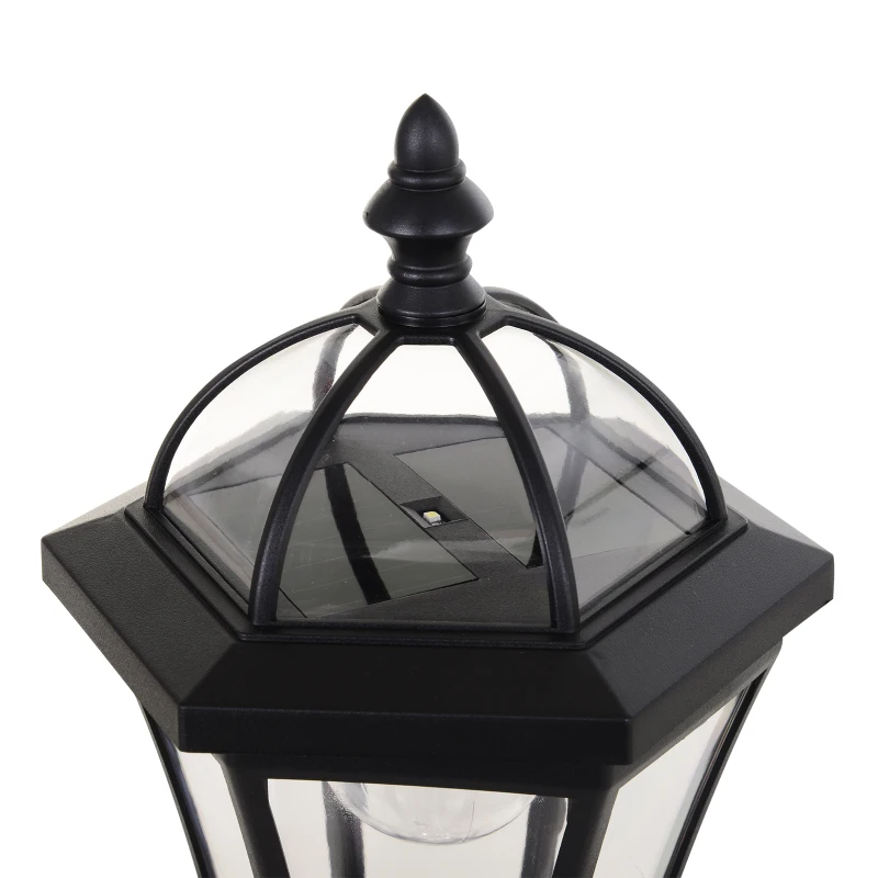 Outsunny Solar Gartenlaterne 2er Set, Wetterfeste Wegleuchte 129 cm hoch, mit LED, 6 Std. Beleuchtung, IP44, Solarlampe für Außen, Schwarz