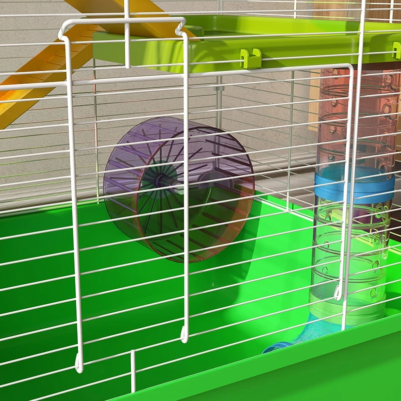 PawHut Grande cage pour hamsters cage pour rongeur 5 niveaux avec tunnels abreuvoir roue maisonnette échelles