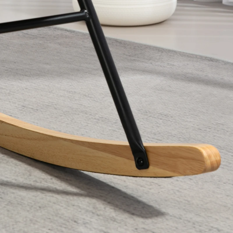 HOMCOM Fauteuil à bascule, revêtement doux en velours, avec coussin lombaire, jusqu'à 120 kg, 67 x 85 x 112 cm, Crème