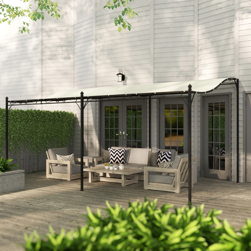 Outsunny 3 x 5 m Pergola, Flexibel Tuindak met Waterdichte Zeil en Metalen Frame, Schaduwplek, Crèmewit(m-8)