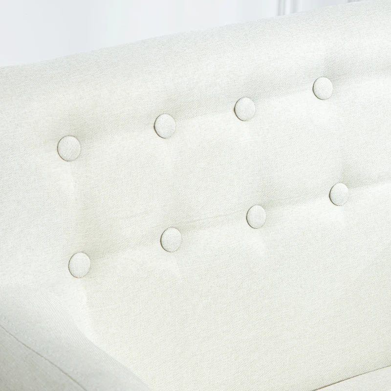 HOMCOM Poltrona de Sala de Estar Poltrona para Dormitório com Apoio para os Braços e Pés de Madeira 68x58,5x76 cm Creme