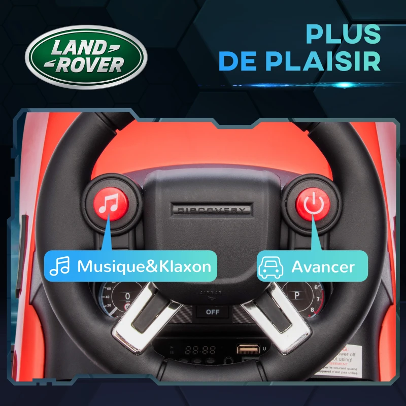 AIYAPLAY Voiture électrique enfants sous licence Land Rover, voiture porteur enfants glissante, avec phares, klaxon et musical