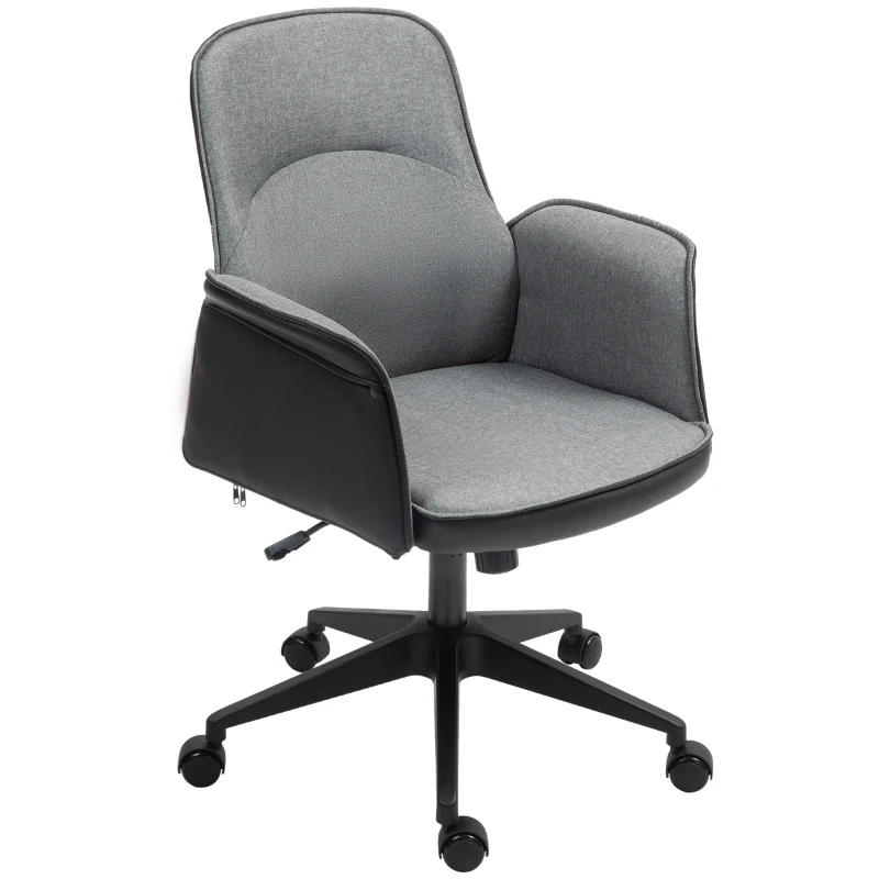 HOMCOM Silla de Escritorio Altura Ajustable con Función de Basculante y Reposabrazos Carga 120 kg Gris y Negro