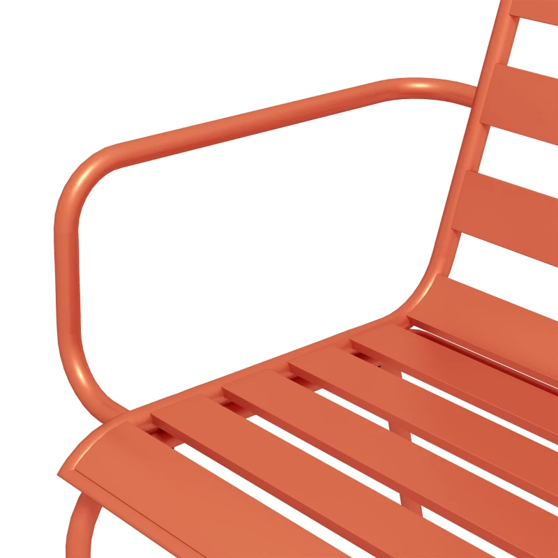 Outsunny Gartenmöbel Set Garten-Dining-Set 7-teilig mit 1 Tisch und 6 stapelbaren Stühlen aus Stahl in Rot