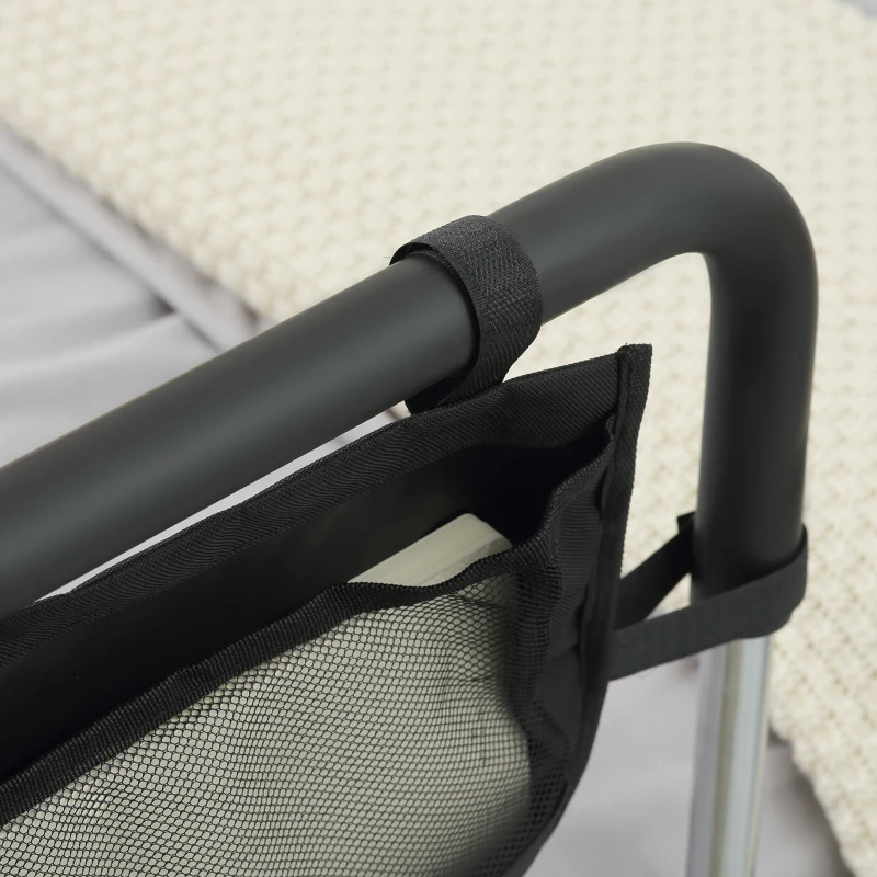 HOMCOM Barre d'appui lit barrière sécurisée protection poignée réglable 5 hauteurs pochette rangement 87Lx51,5lx45-55H cm