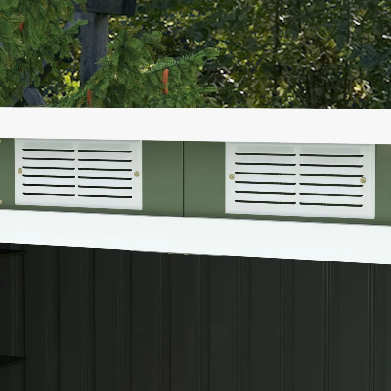 Outsunny Abri de Jardin 3,6 m² Remise à Outils avec kit de fondation en Acier galvanisé avec Portes coulissantes Vert clair(m-10)