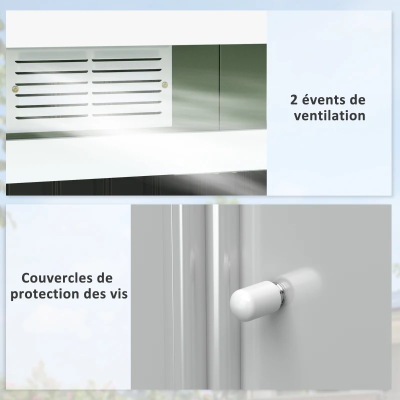 Outsunny Abri de Jardin 3,6 m² Remise à Outils avec kit de fondation en Acier galvanisé avec Portes coulissantes Vert clair(m-8)