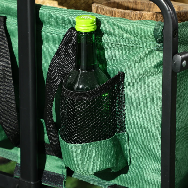Outsunny Chariot à roulettes pliable chariot de transport à roulettes charge 40 kg poignée ajustable 83 x 50 x 99 cm vert foncé