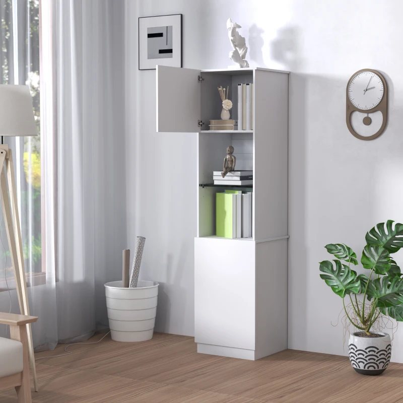 HOMCOM Bücherregal Aufbewahrungsregal mit 2 Türen verstellbare Regale 40 x 38 x 160 cm weiß