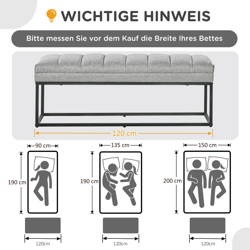 HOMCOM Sitzbank im Industrie-Design, Bettbank, Metallbeine, Rosa + Schwarz
