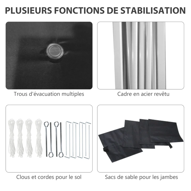 Outsunny Tonnelle barnum de jardin pop-up pliant réglable en hauteur protection UV 30+ 2 parois latérales sac de transport inclus