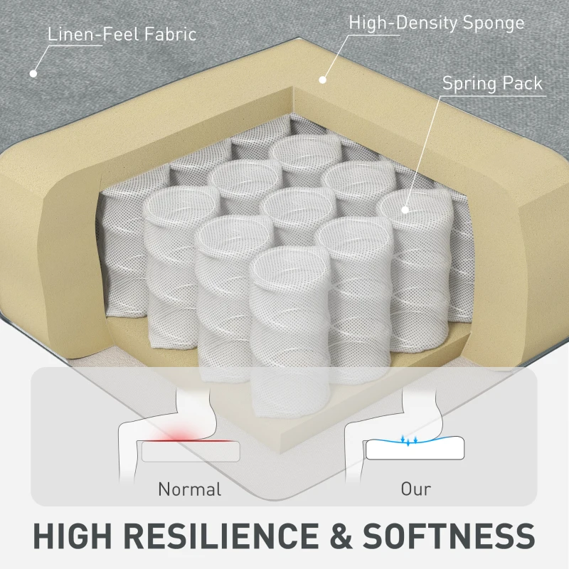 HOMCOM Pull Out Sofa Bed, Fabric 2 Seater Click Clack Sofa Bed Settee with 2 Pocket Springs, Convertible Sofa Couch with Pillows and Side Pockets for Living Room, Home Office, Light Grey