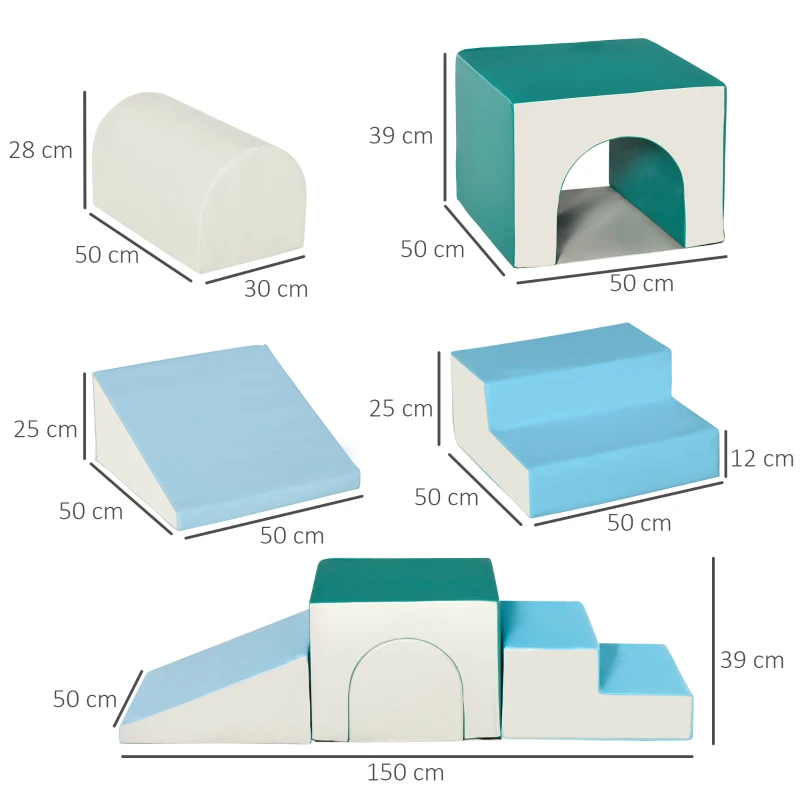 HOMCOM 4PCS Module motricité bébé parcours motricité bébé en mousse EPE pour enfants d'âge préscolaire, multicolore