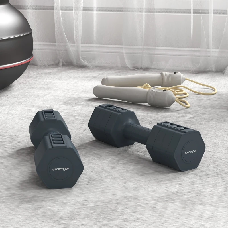 SPORTNOW Lot de 2 haltères réglables hexagonales avec poignée antidérapante pour l'entraînement à domicile, 2 x 2.5kg