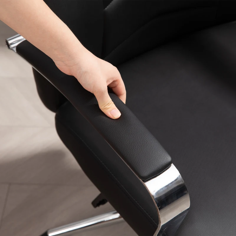 HOMCOM Fauteuil de bureau en simili cuir, réglable en hauteur, dossier rembourré, noir