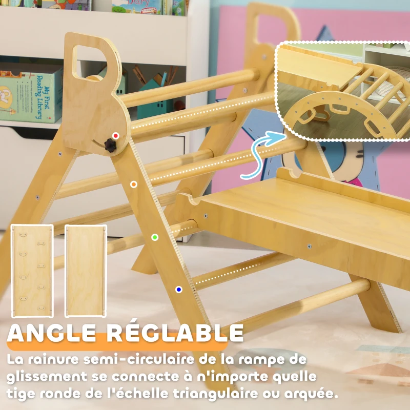 AIYAPLAY 5 en 1 Triangle arche d'escalade enfants avec triangle d'escalade, rampe d'escalade réversible, bascule