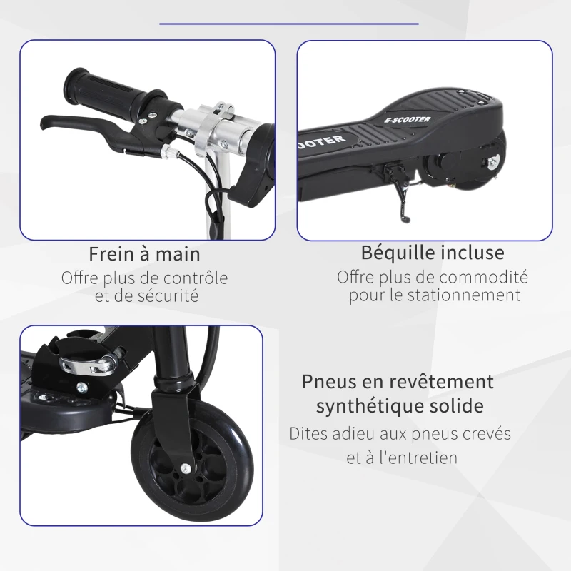 HOMCOM Trottinette électrique pliante pour enfant de +7ans, 120W Vitesse max 12km/h, 74x36x82,5-92,5 cm Noir(m-4)