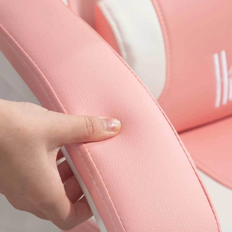 HOMCOM Sedia da Gaming Ergonomica con Orecchie da Gatto, Poggiapiedi, Supporto Lombare e Cervicale, Rosa
