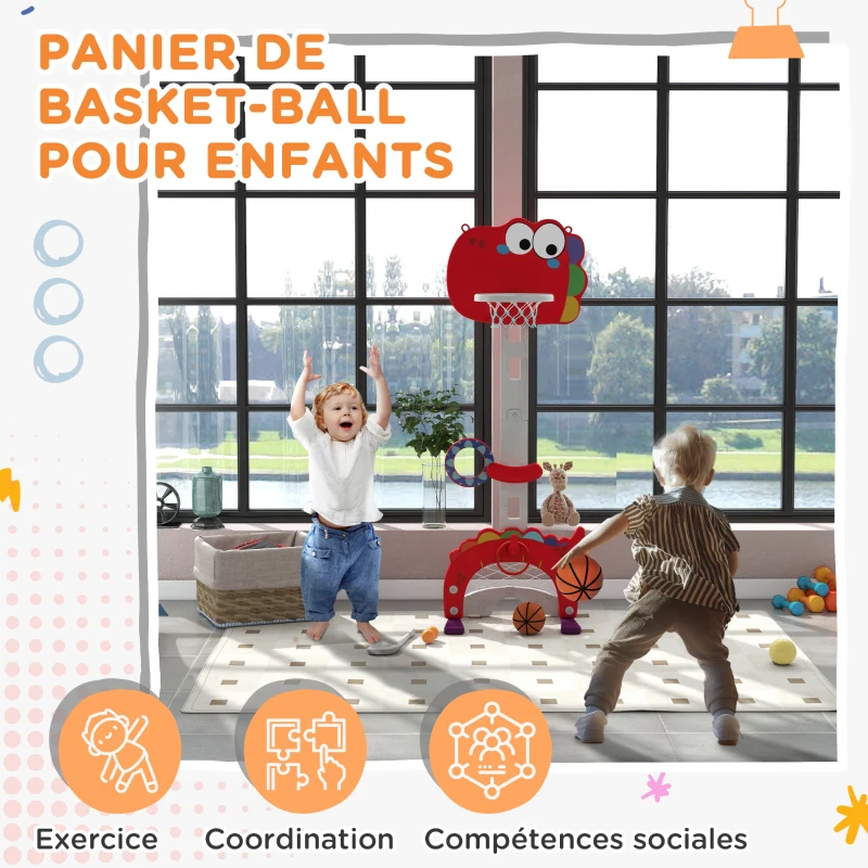 AIYAPLAY Panier de basket-ball pour enfants, hauteur réglable, 5 en 1 lancer de balles, golf, football jeu de lasso, 3-6 ans