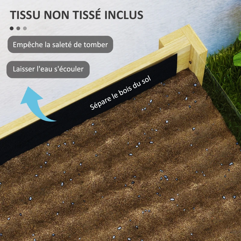 Outsunny Jardinière sur pieds, carré potager surélevé avec panneaux en acrylique et trous de drainage, 110 x 50 x 80 cm, naturel