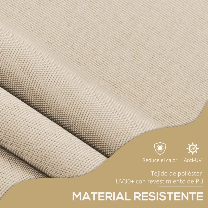 Outsunny Toldo Manual Retráctil con Manivela 350x120x210-300 cm con Altura Ajustable Impermeable y Anti-UV Arena