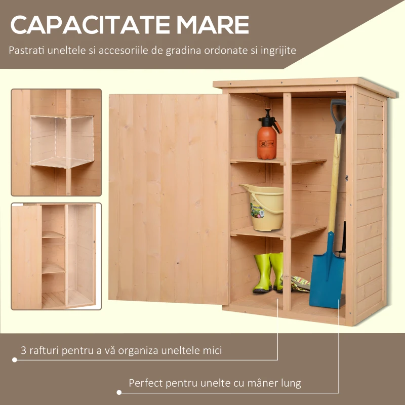 Outsunny Magazie de Scule pentru Exterior din lemn de brad 75x56x115 cm(m-4)