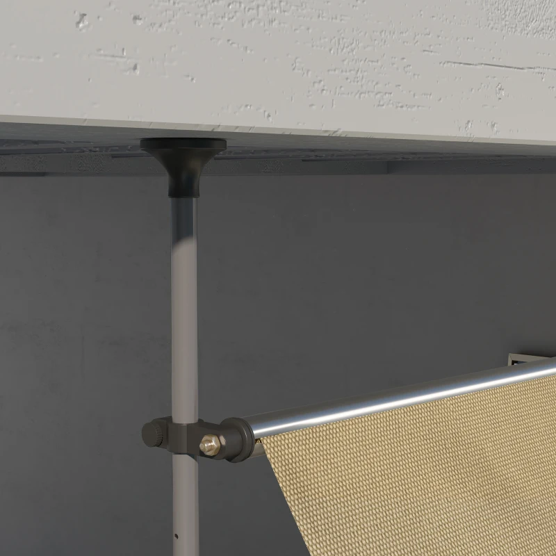 Outsunny Toldo Manual Retrátil com Manivela 300x120x210-300 cm com Altura Ajustável Impermeável para Jardim Varanda Bege