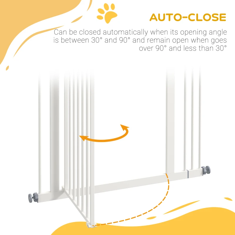 PawHut Metal Pet Safety Gate Dog Gate Folding Fence 74-87cm, White
