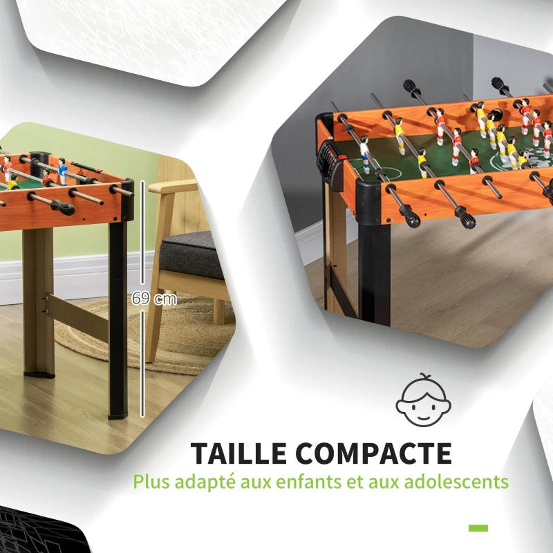 HOMCOM Baby-foot table de babyfoot avec 2 balles 8 poignées 22 joueurs 2 tableaux d'affichage 118 x 104 x 69 cm