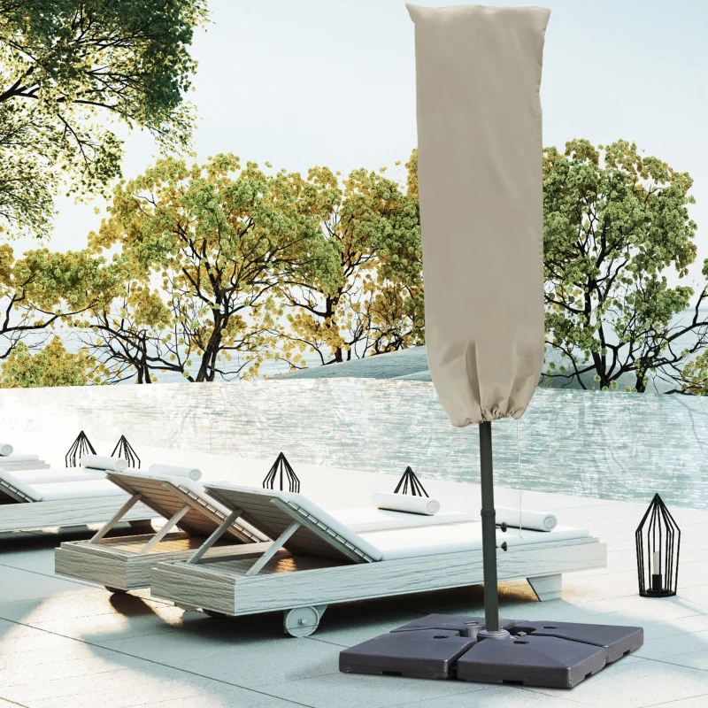 Outsunny Copertura per Ombrellone Impermeabile, Copri Ombrellone da Giardino Antistrappo, Cachi Φ63 x 164cm
