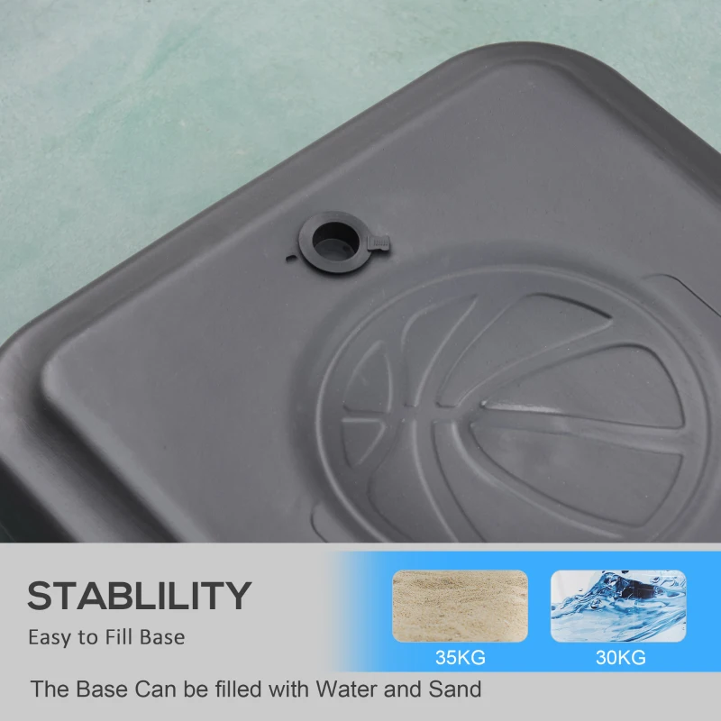 HOMCOM 94-123cm Adjustable Height Basketball Hoop and Stand