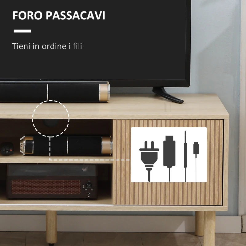 HOMCOM Mobile Porta TV fino a 50" con Vani Aperti e Armadietti con Anta Scorrevole, 115x40x49cm
