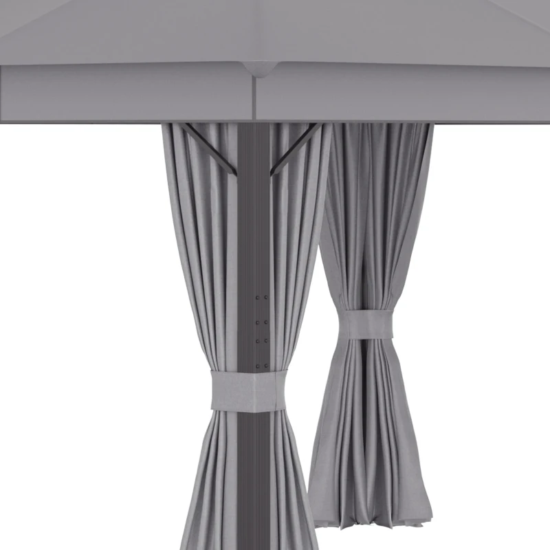 Outsunny Pavillon Gartenpavillon 4 x 3 m Gartenzelt Festzelt Partyzelt mit 4 x Seitenteile Aluminium Polyester Grau