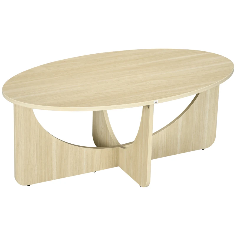 HOMCOM Tavolino da Salotto Ovale in Truciolato dallo Stile Moderno, 110x60x45cm, Color Rovere