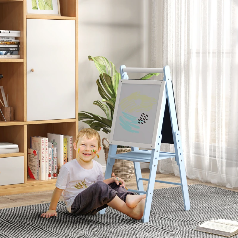 AIYAPLAY Three-In-One Easel for Kids, with Paper Roll, Adjustable Height - Blue