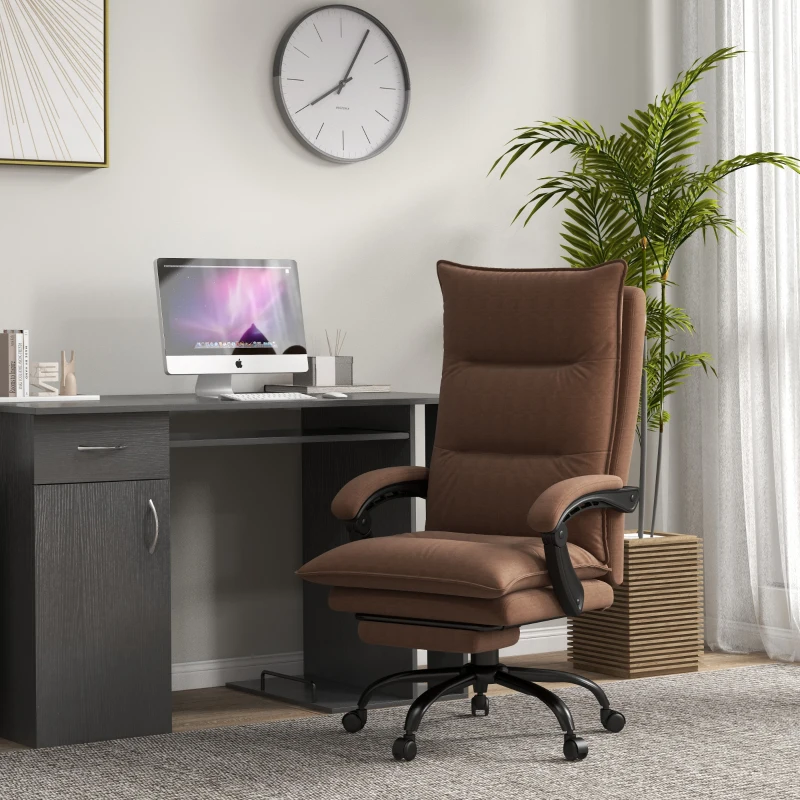Vinsetto Bürostuhl mit Massage- und Heizfunktion, Fußstütze, verstellbar, bis 120 kg, Braun(m-9)