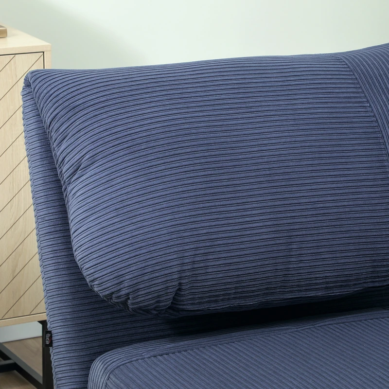 HOMCOM 2-in-1 Slaapstoel en Gastenbed met Verstelbare Hoofdsteun in Corduroy Look, 82 cm x 89 cm x 83 cm, Blauw(m-8)
