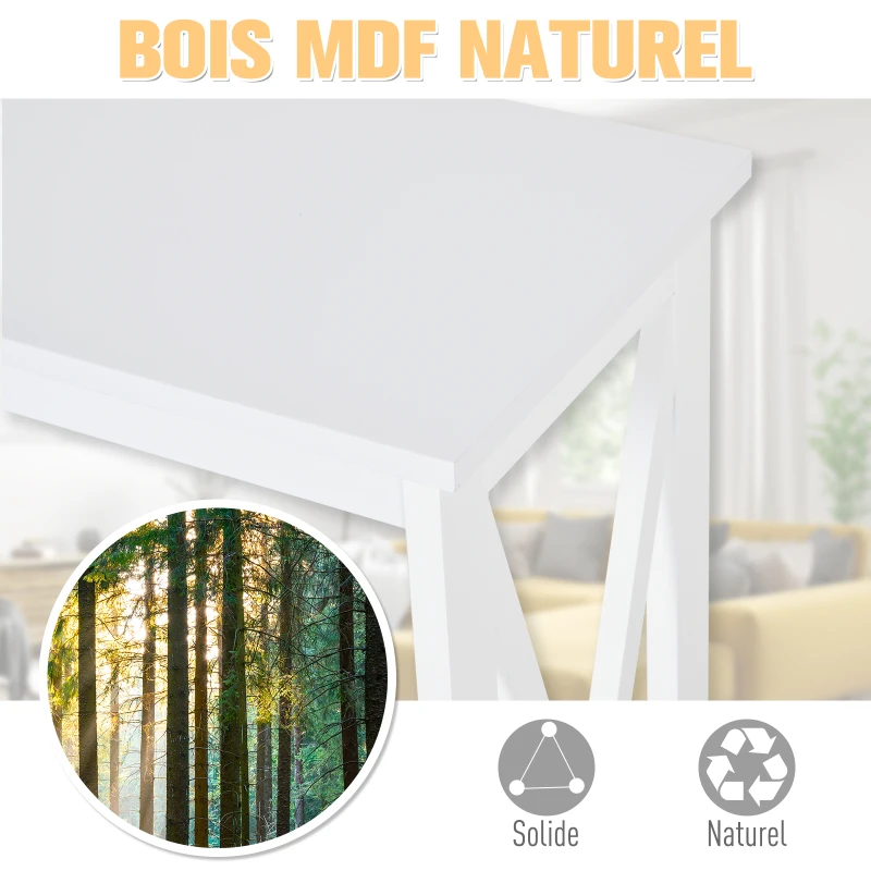 HOMCOM Table de console table d'entrée style table de drapier néo-rétro étagère dim. 100L x 30l x 80,5H cm MDF blanc