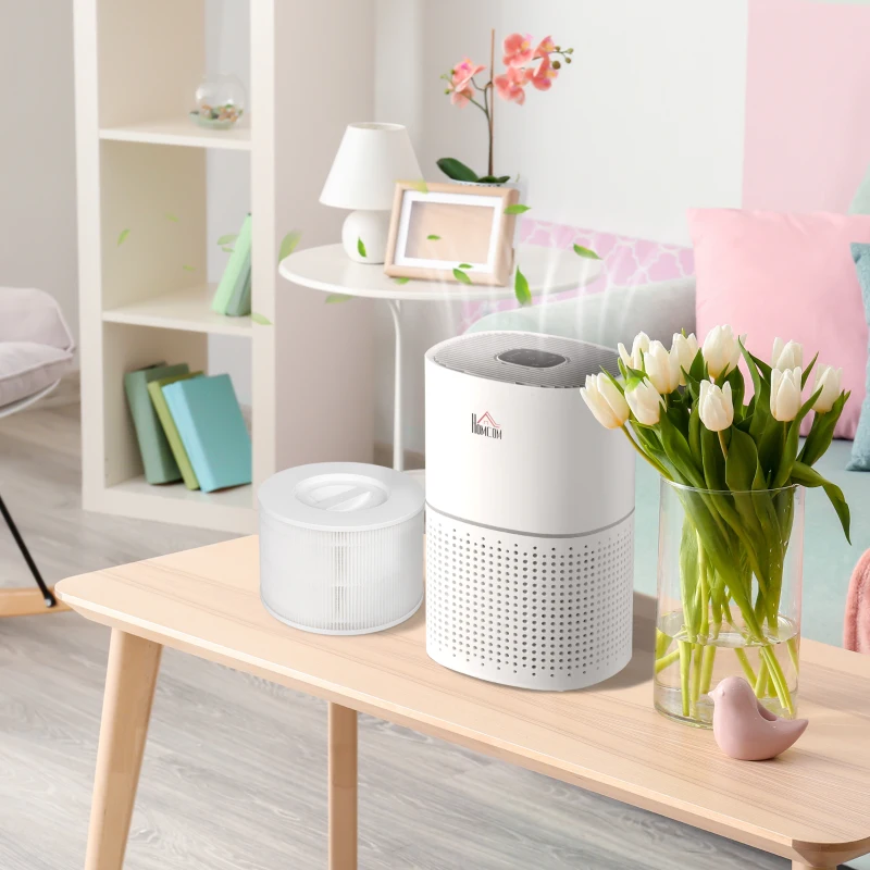 HOMCOM Purificateur d'air + Filtre pour purificateur d'air Ioniseur CADR 225m³/h minuterie 4 vitesses filtre à charbon actif