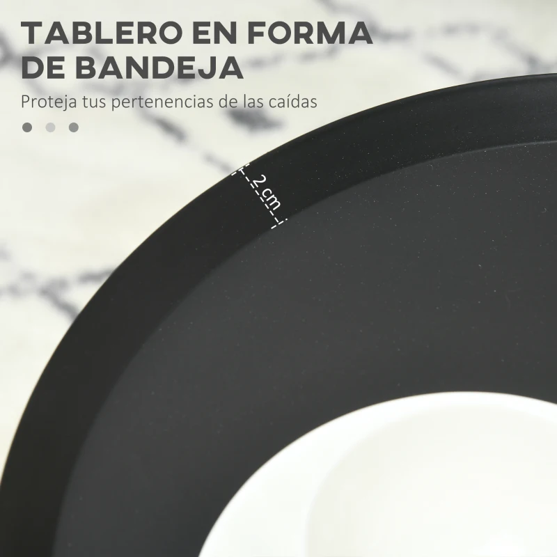 HOMCOM Juego de 2 Mesitas Auxiliares Redondas con Tapa en Forma de Bandeja y Patas de Horquilla Ø40x45 cm y Ø35x40 cm Negro